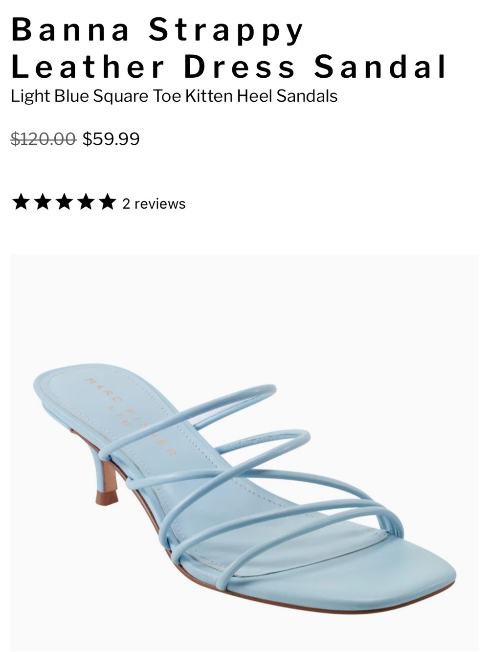 Marc Fisher Light Blue Strappy Kitten Heel Sandal